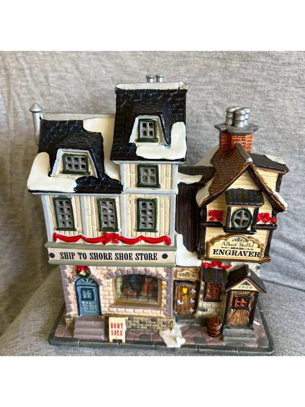 Ship To Shore Shoe Store & Engraver Ceramic Light-Up Village Building - No Light